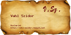 Vahl Szidor névjegykártya